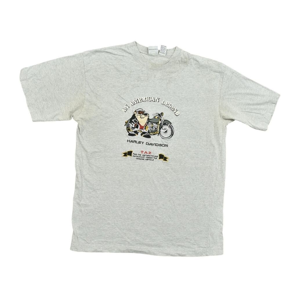 Acme Men's Gray Cotton T-Shirt L American Legend TAZ Harley Davidson